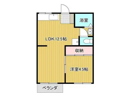 峰ハイツ(1LDK/2階)の間取り写真