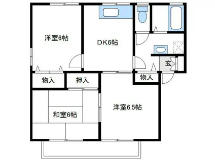 チャコールハイツB(3DK/2階)の間取り写真