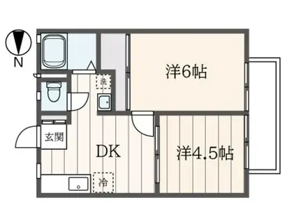 サンライフ片倉(2DK/2階)の間取り写真