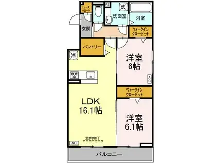 セレスティア京田(2LDK/2階)の間取り写真