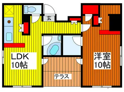 RX川口青木(1LDK/1階)の間取り写真