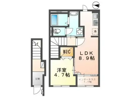 セレニティ宮野和(1LDK/2階)の間取り写真