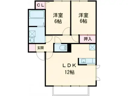 エーデルハイムA(2LDK/1階)の間取り写真