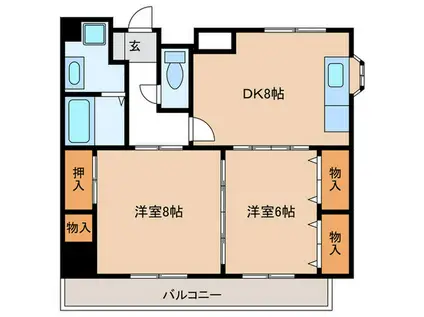 エフアール板宿(2DK/2階)の間取り写真