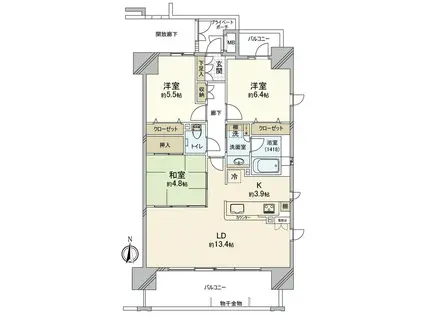 ポレスター野田屋町(3LDK/9階)の間取り写真