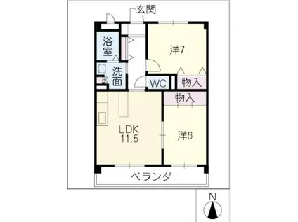 アネックス森岡III(2LDK/2階)の間取り写真
