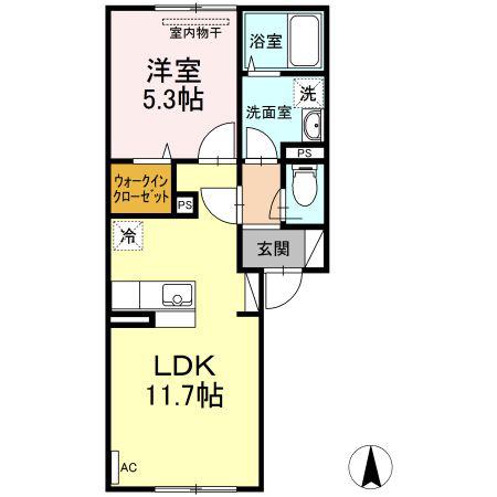 グレース ノース38(1LDK/1階)の間取り写真