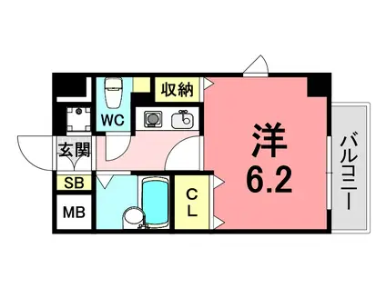 アルシュ住吉(1K/2階)の間取り写真