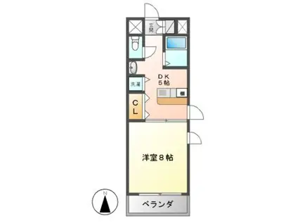 ハラダ栄南ビル(1DK/5階)の間取り写真