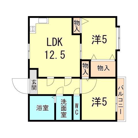 玉木マンション(2LDK/3階)の間取り写真