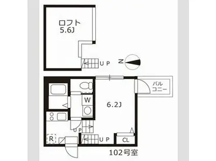 サダルスウド(1K/1階)の間取り写真