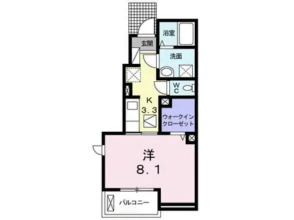 ハーモニーII(1K/1階)の間取り写真