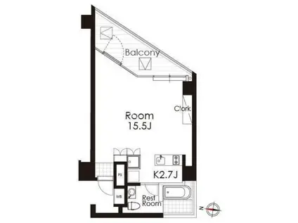 カスタリア広尾(ワンルーム/4階)の間取り写真