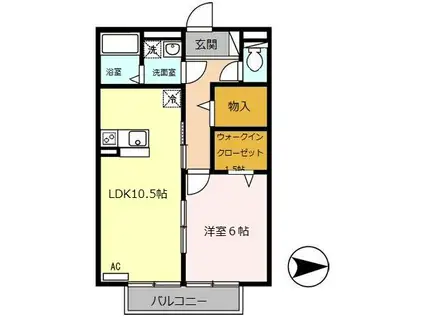 グランツコート(1LDK/2階)の間取り写真