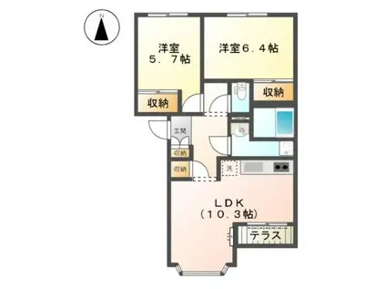 ウィンド・ヴィレッジI(2LDK/2階)の間取り写真