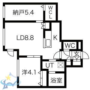 PINO KITAMARUYAMA(2LDK/1階)の間取り写真