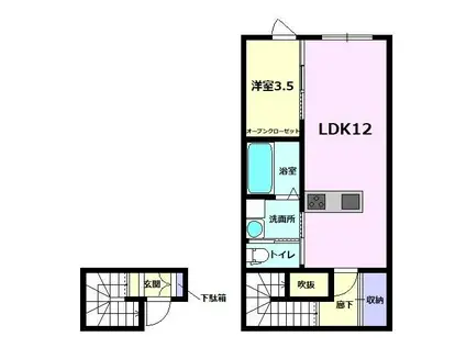 ドルチェ・ヴィータ川副A(1LDK/2階)の間取り写真
