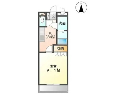 アスレC(1K/1階)の間取り写真