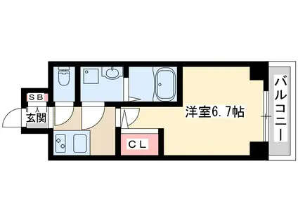 マキシブクロスエサカ(1K/4階)の間取り写真