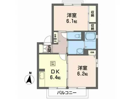 サンシャルル1番館(2DK/1階)の間取り写真