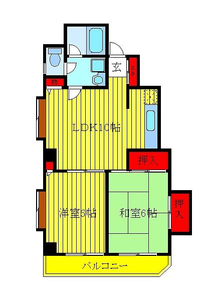 グリーンヒル文京(2LDK/9階)の間取り写真