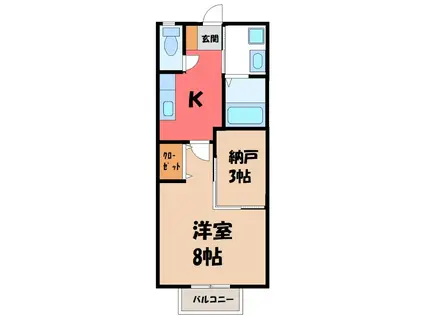 プラスエッジ(1SK/2階)の間取り写真