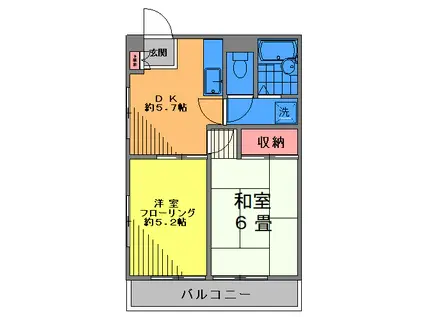 グランデューク西大井(2DK/3階)の間取り写真