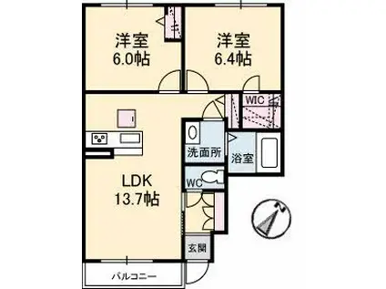 シャーメゾン サクセスA棟(2LDK/1階)の間取り写真