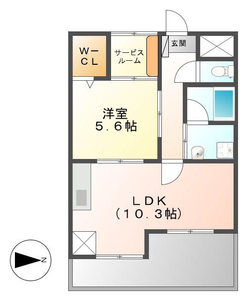 サンテラス(1LDK/3階)の間取り写真