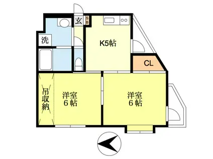 アルトハイツ(2DK/2階)の間取り写真