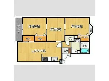 メルヴェーユ大村(3LDK/3階)の間取り写真