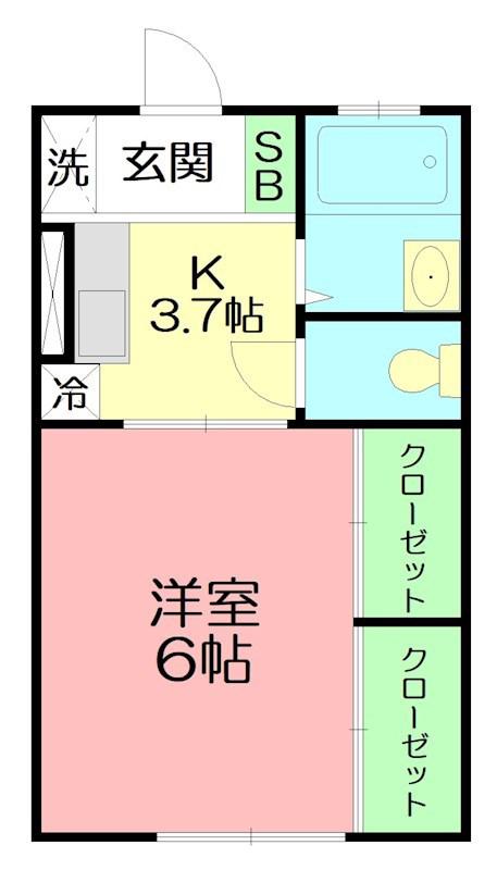 ピアハイツ旭(1K/1階)の間取り写真