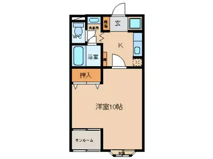 サンローラン藤ヶ丘(1K/1階)の間取り写真