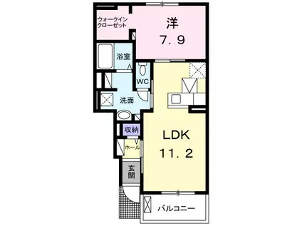 ベル フルール(1LDK/1階)の間取り写真