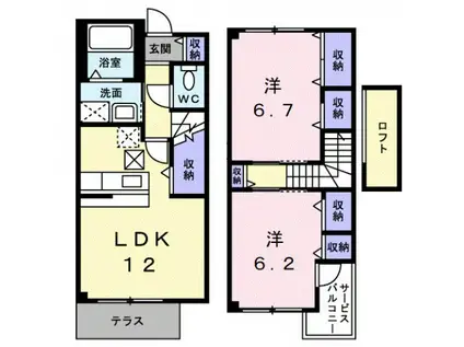 イーストパーク II(2LDK/1階)の間取り写真