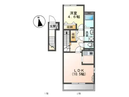 セシリア・REN(1LDK/2階)の間取り写真