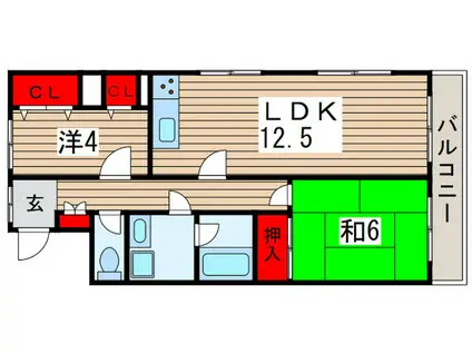 ビューシティINAGE(2LDK/2階)の間取り写真