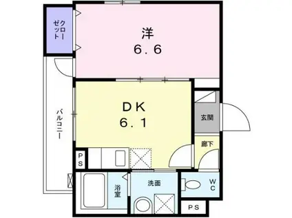 ベトゥッラ ビアンカ(1DK/1階)の間取り写真