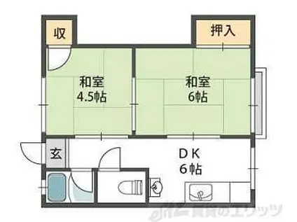 ビスタ岸部ハイツA(2DK/2階)の間取り写真