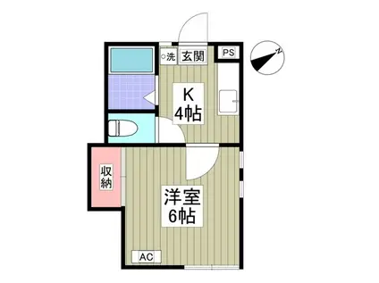 シティーハイツC(1K/1階)の間取り写真