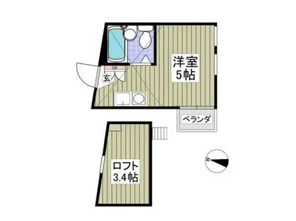 セーラU大泉学園(ワンルーム/2階)の間取り写真