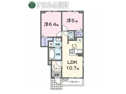 セイバリー あかね(2LDK/1階)の間取り写真