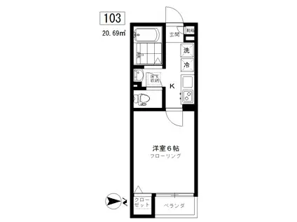 プレジール目黒(1K/1階)の間取り写真