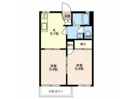 フレグランス上大沢A(2K/2階)の間取り写真