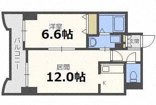 ティアラ月寒中央(1LDK/10階)の間取り写真