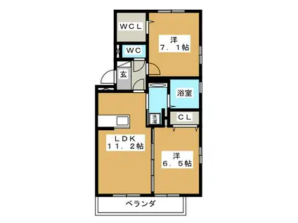 ストリームハイツ(2LDK/1階)の間取り写真