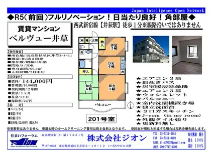 ベルビュー井草(3DK/2階)の間取り写真
