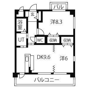 ピースハイランド(2DK/2階)の間取り写真