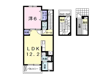 東金市東岩崎 1LDK 3階(1LDK/3階)の間取り写真