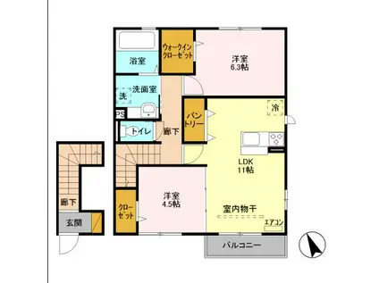 未来樹 弐号棟(2LDK/2階)の間取り写真